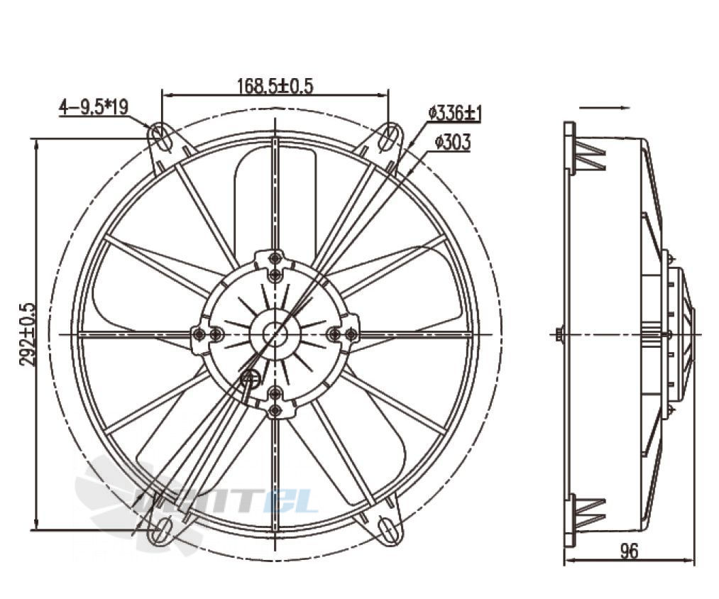 Чертеж и габаритные размеры Linrui LNF254X