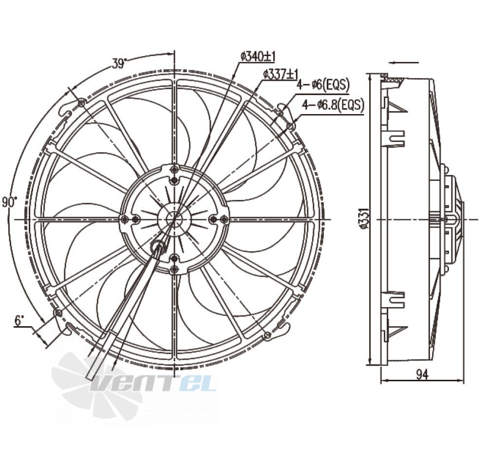 Чертеж и габаритные размеры Linrui LNF261AC