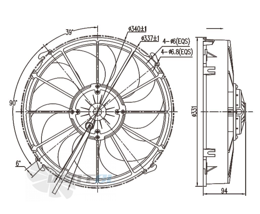 Чертеж и габаритные размеры Linrui LNF261AX