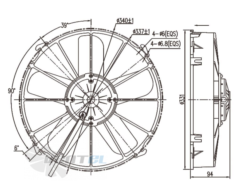 Чертеж и габаритные размеры Linrui LNF261C