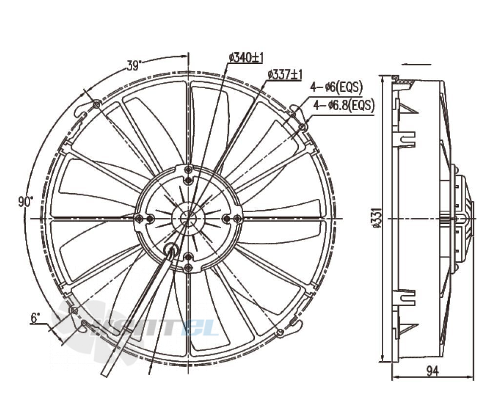 Чертеж и габаритные размеры Linrui LNF261C-9