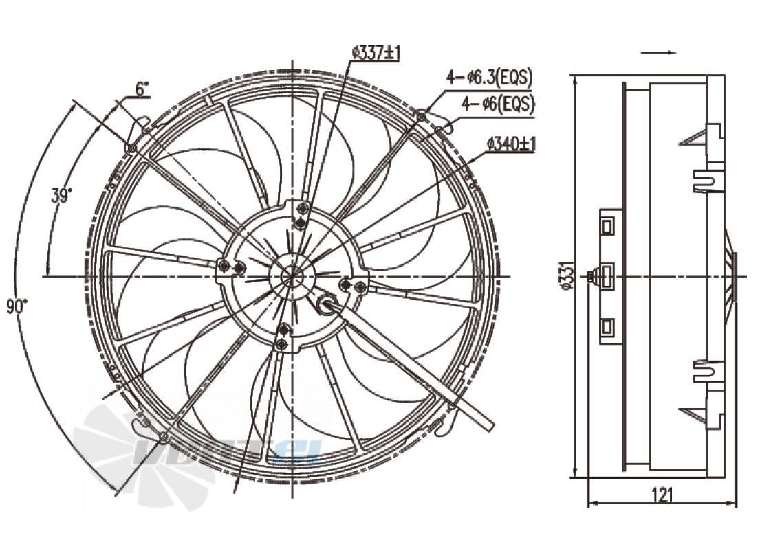 Чертеж и габаритные размеры Linrui LNF261G2X