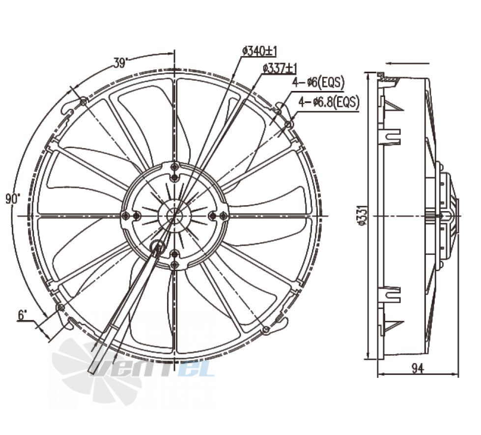 Чертеж и габаритные размеры Linrui LNF261QC