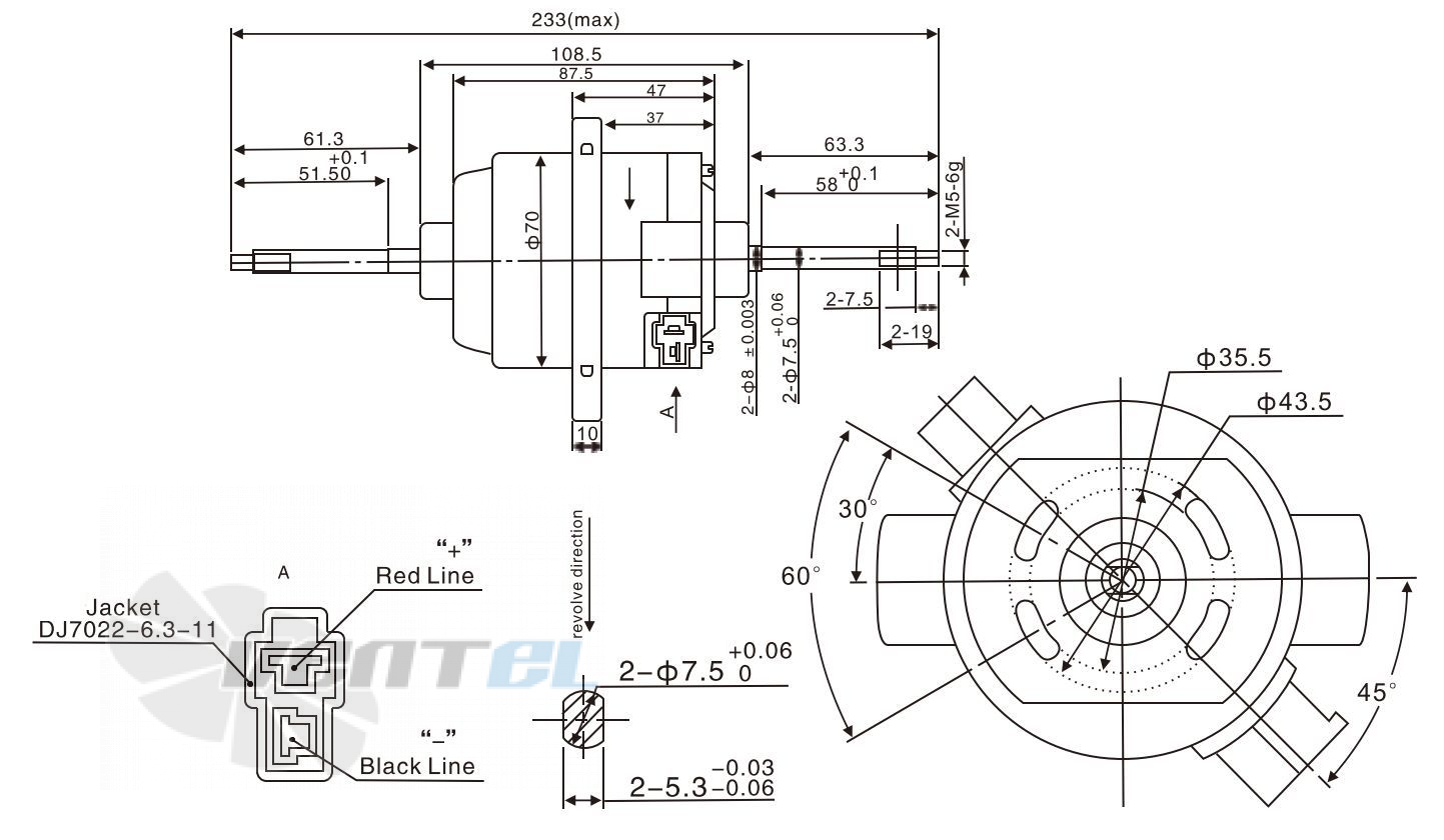 Чертеж и габаритные размеры Linrui ZD2233