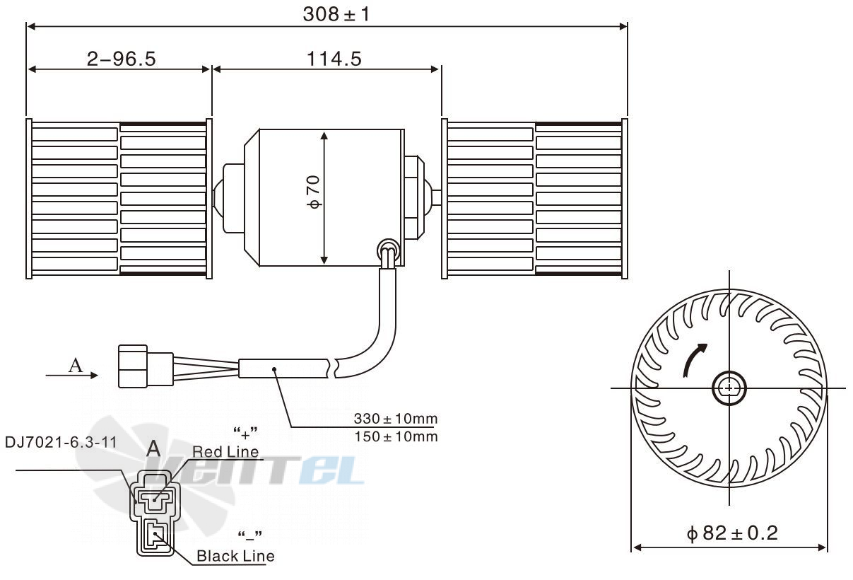 Чертеж и габаритные размеры Linrui ZHF1243D