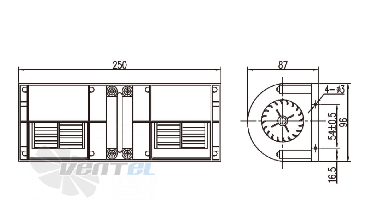 Чертеж и габаритные размеры Linrui ZHF2252