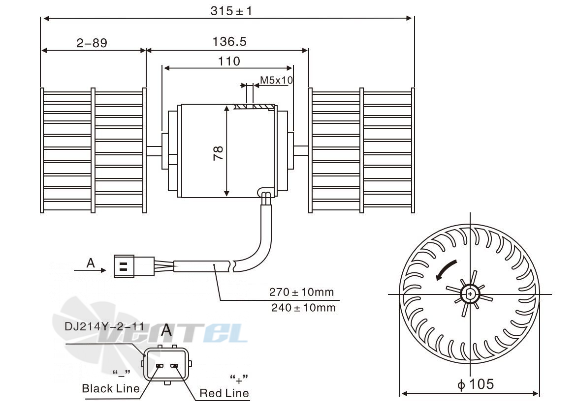 Чертеж и габаритные размеры Linrui ZHF2262D