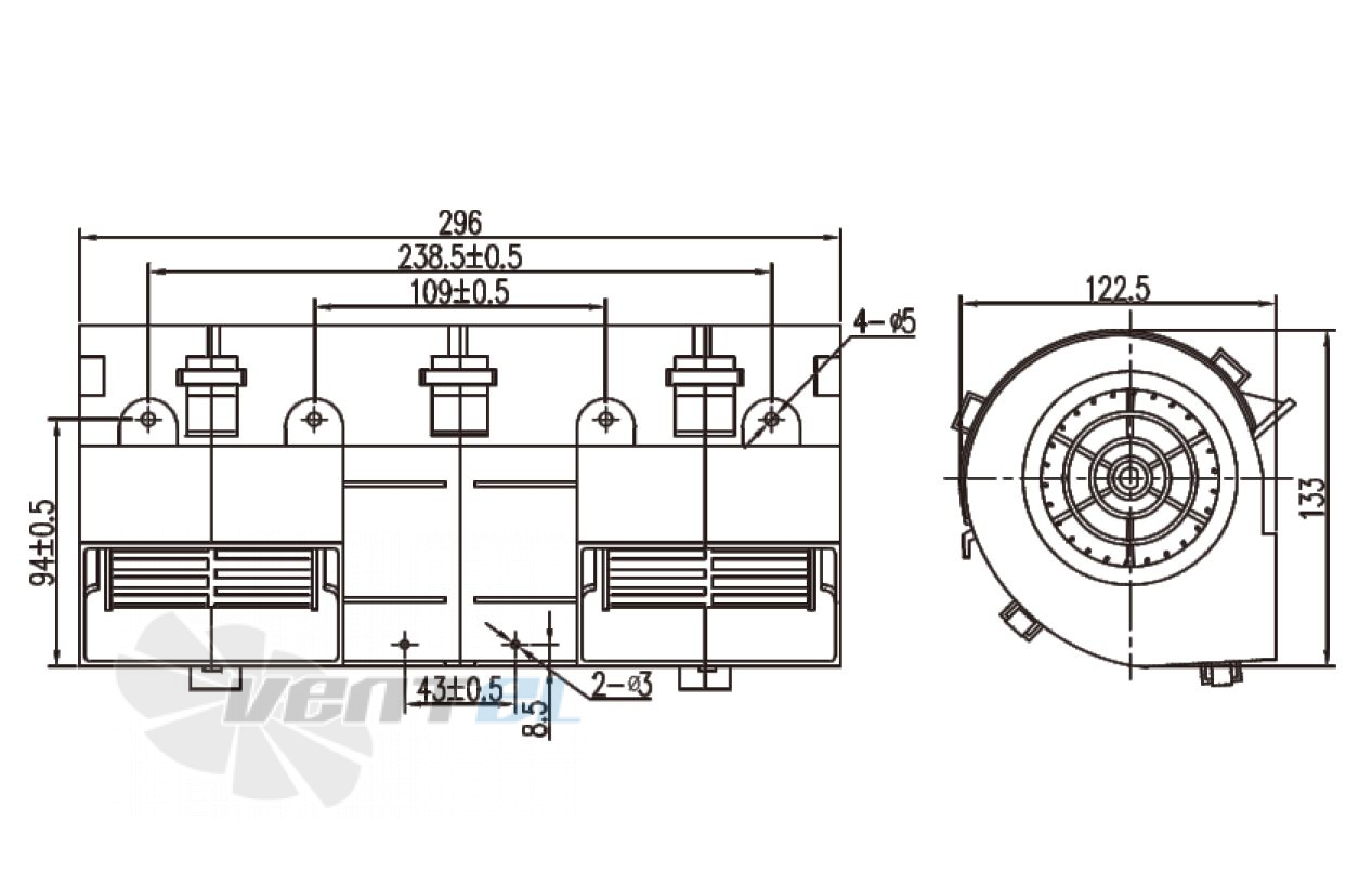 Чертеж и габаритные размеры Linrui ZHF2295