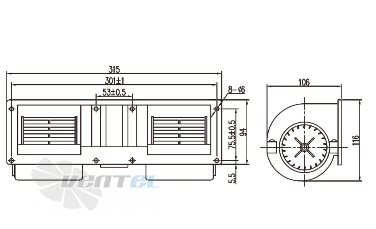 Чертеж и габаритные размеры Linrui ZHF2315