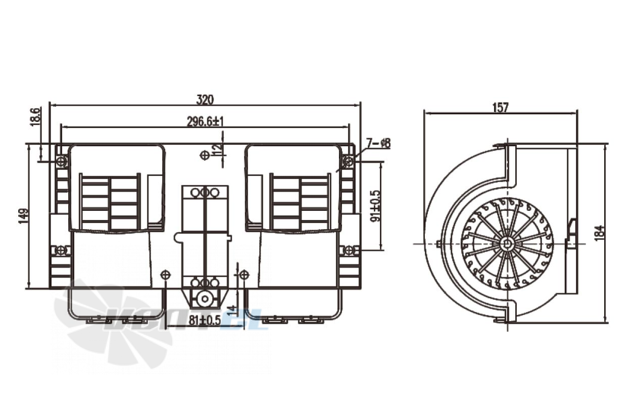 Чертеж и габаритные размеры Linrui ZHF2317