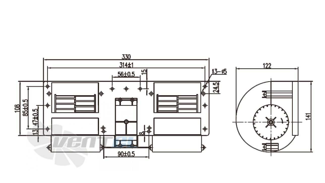 Чертеж и габаритные размеры Linrui ZHF2328A