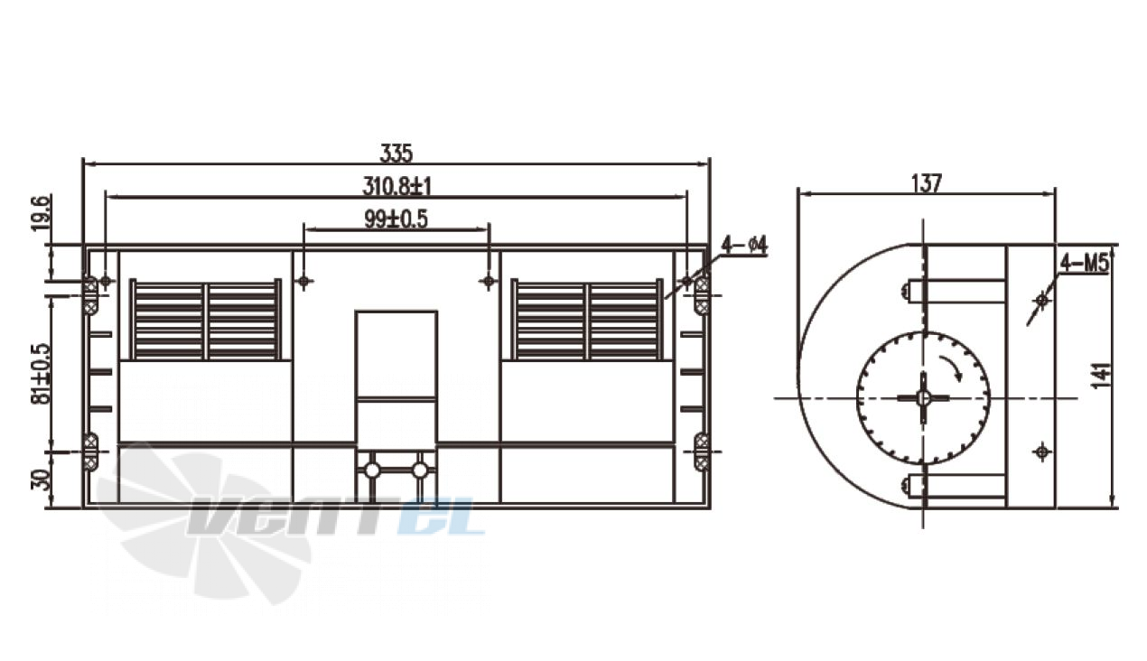 Чертеж и габаритные размеры Linrui ZHF2328B