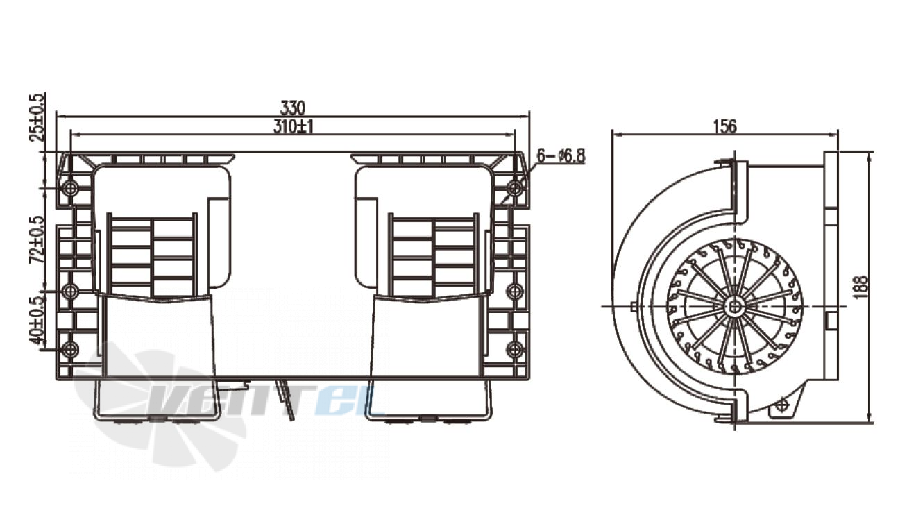 Чертеж и габаритные размеры Linrui ZHF2330