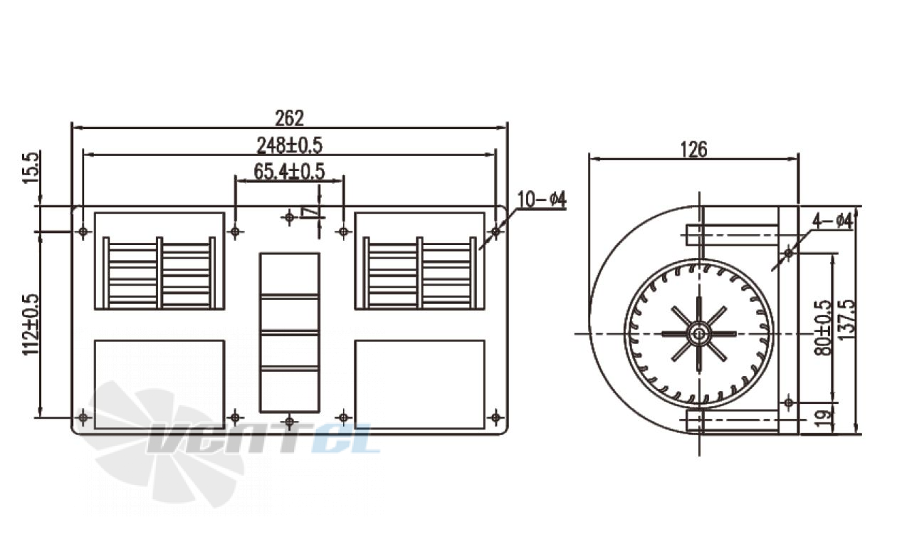 Чертеж и габаритные размеры Linrui ZHF260