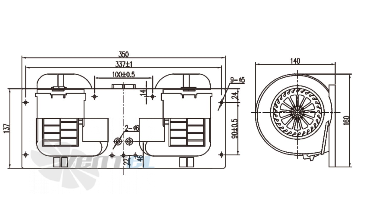 Чертеж и габаритные размеры Linrui ZHF2802