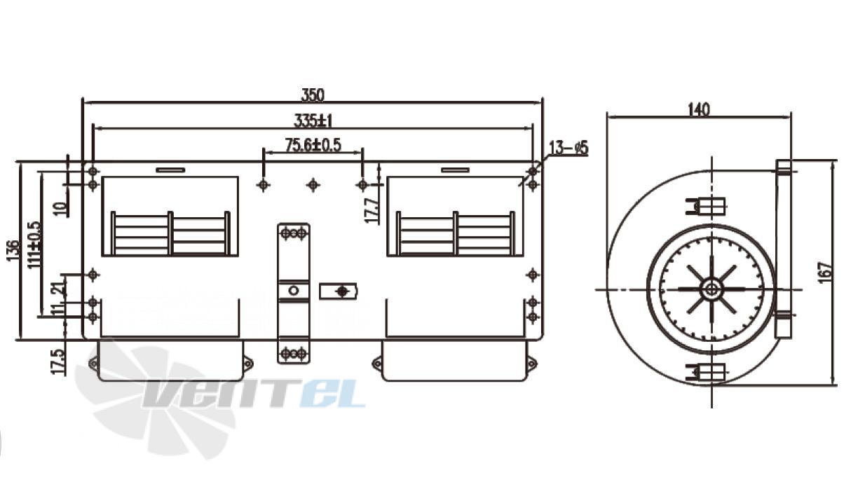 Чертеж и габаритные размеры Linrui ZHF281