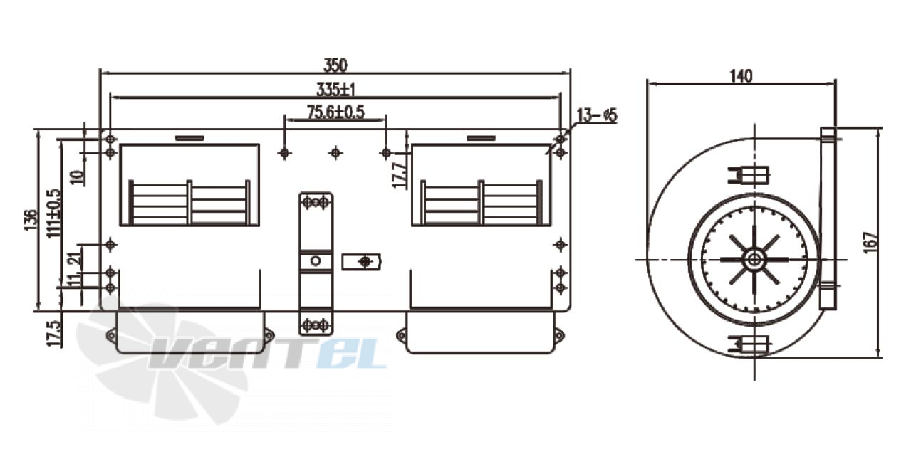 Чертеж и габаритные размеры Linrui ZHF281-1