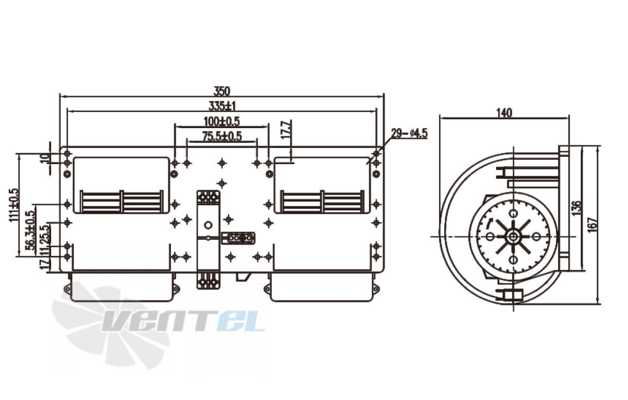 Чертеж и габаритные размеры Linrui ZHF281A-1