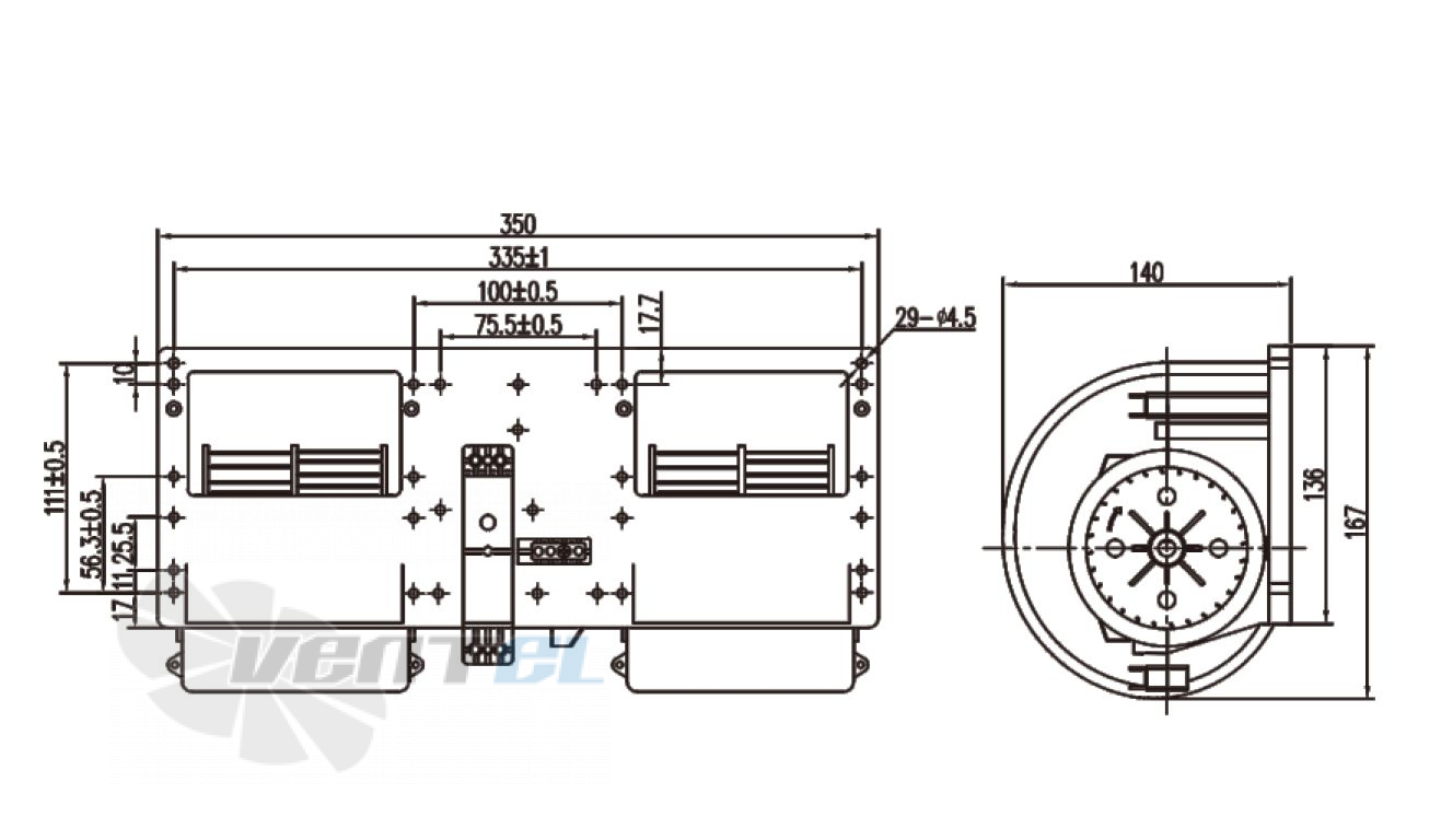 Чертеж и габаритные размеры Linrui ZHF281A2TS-1