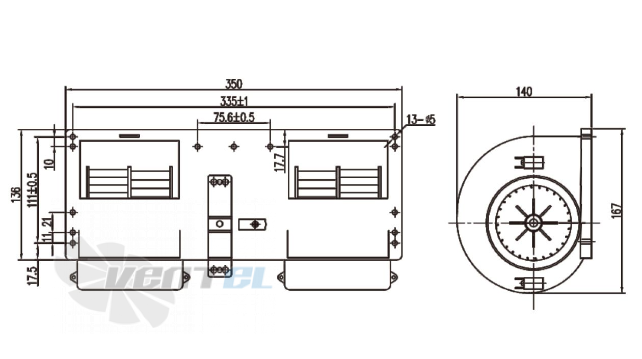 Чертеж и габаритные размеры Linrui ZHF281ATS