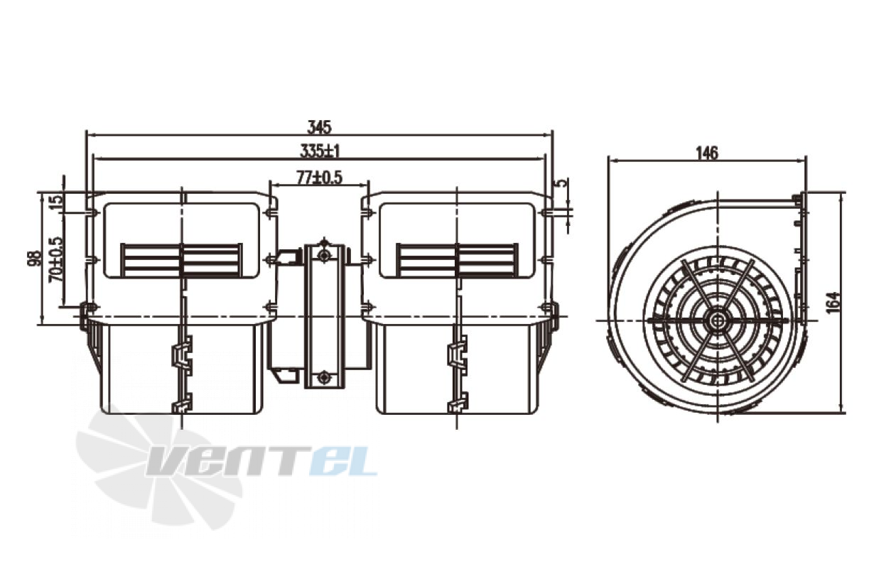 Чертеж и габаритные размеры Linrui ZHF282B