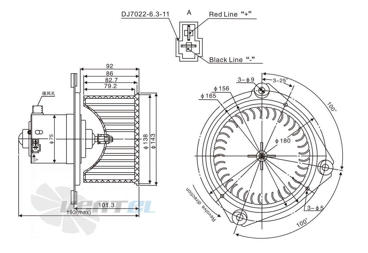 Чертеж и габаритные размеры Linrui ZHF2143