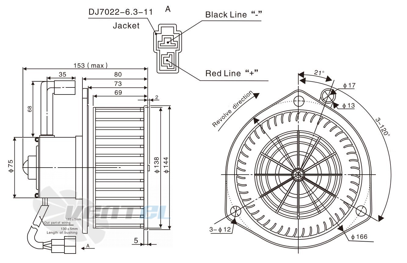 Чертеж и габаритные размеры Linrui ZHF2144