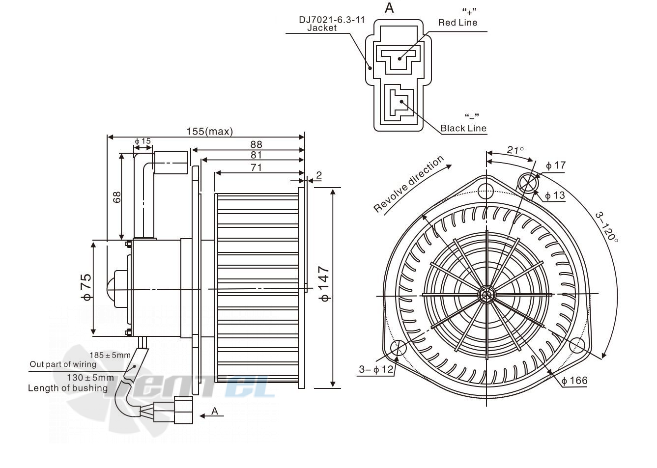 Чертеж и габаритные размеры Linrui ZHF2147A