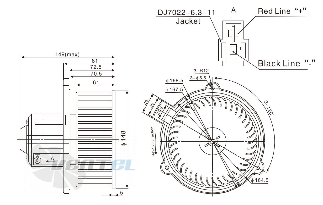 Чертеж и габаритные размеры Linrui ZHF2148