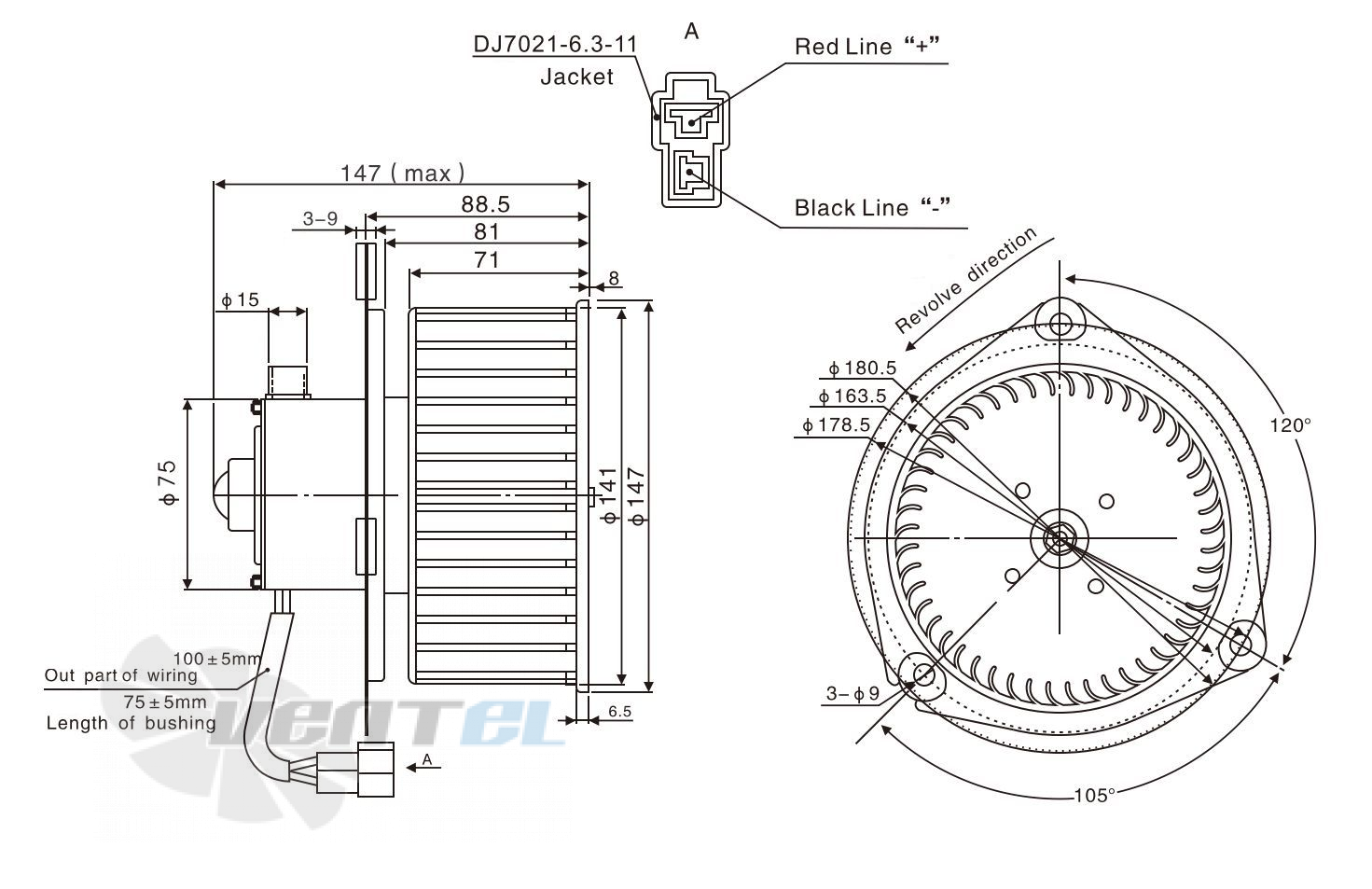 Чертеж и габаритные размеры Linrui ZHF2148A