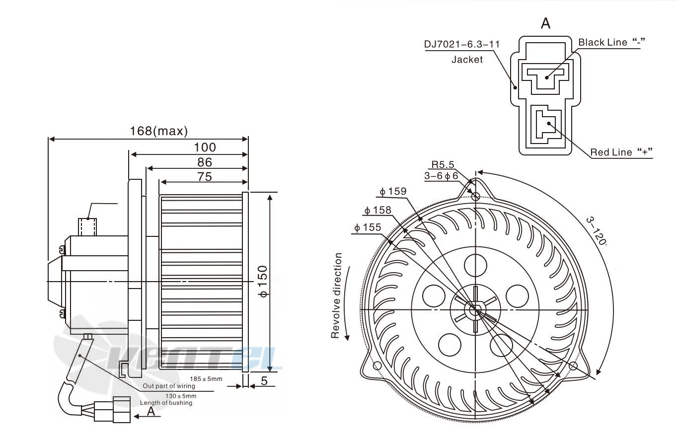 Чертеж и габаритные размеры Linrui ZHF2150