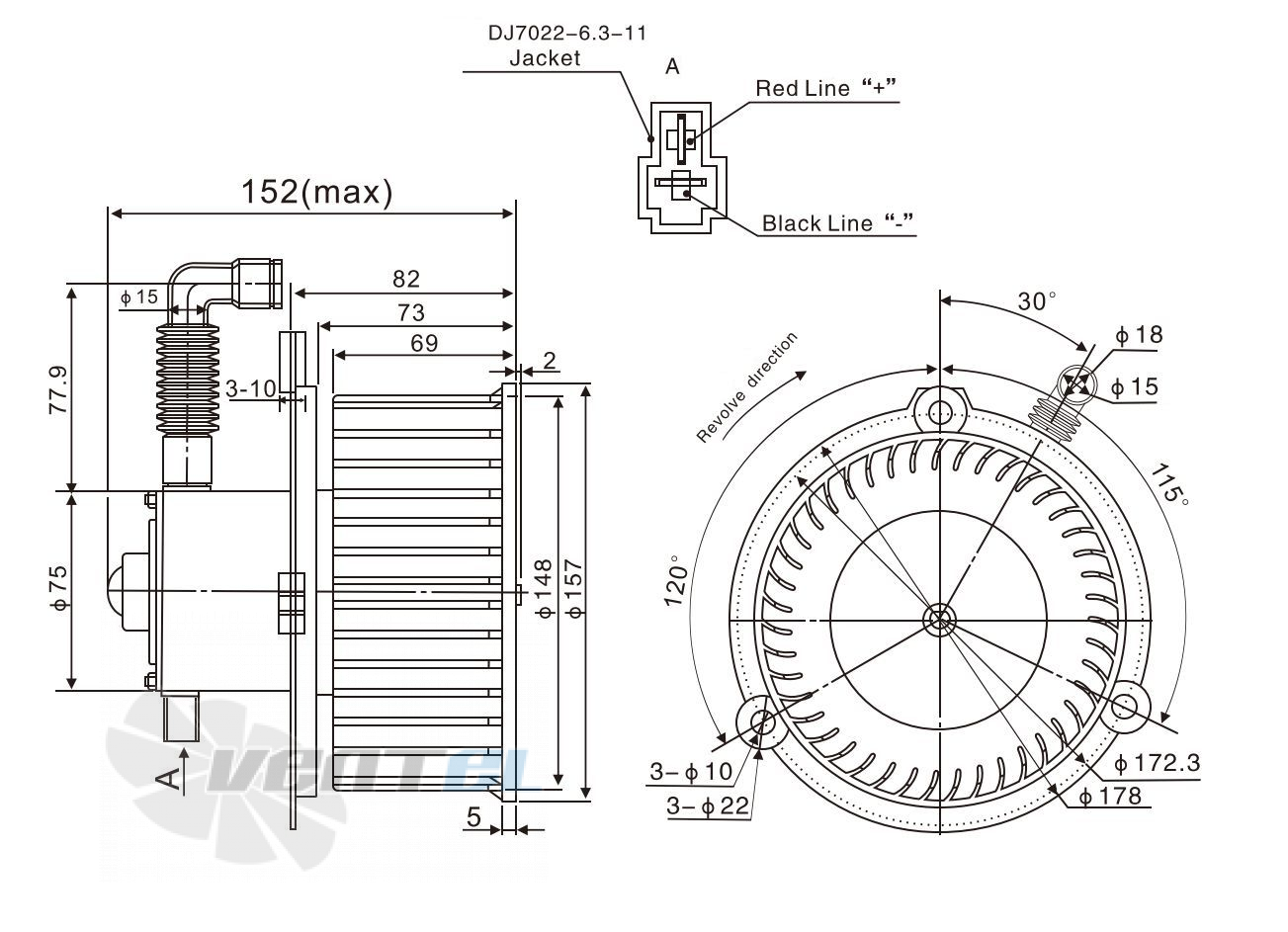 Чертеж и габаритные размеры Linrui ZHF2154A