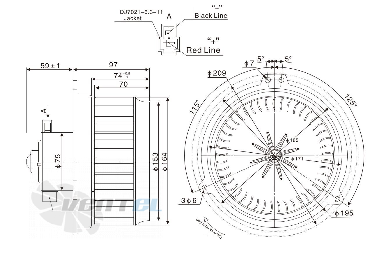 Чертеж и габаритные размеры Linrui ZHF2157B1
