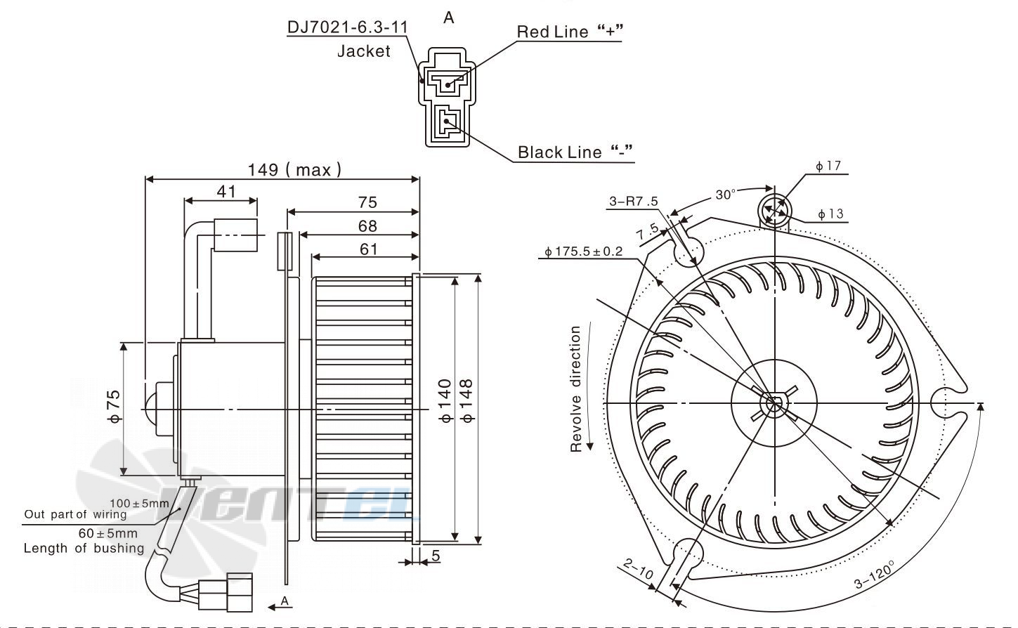 Чертеж и габаритные размеры Linrui ZHF2157D