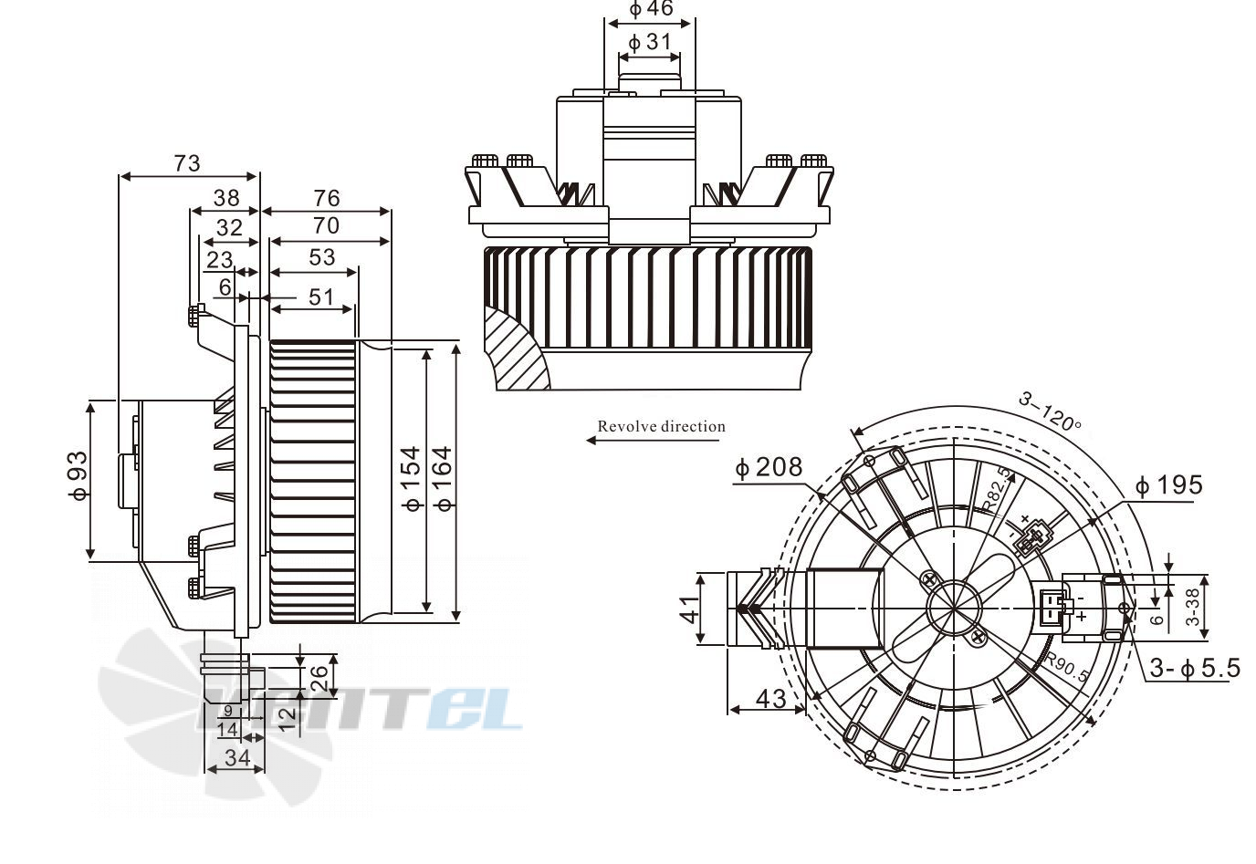Чертеж и габаритные размеры Linrui ZHF2224