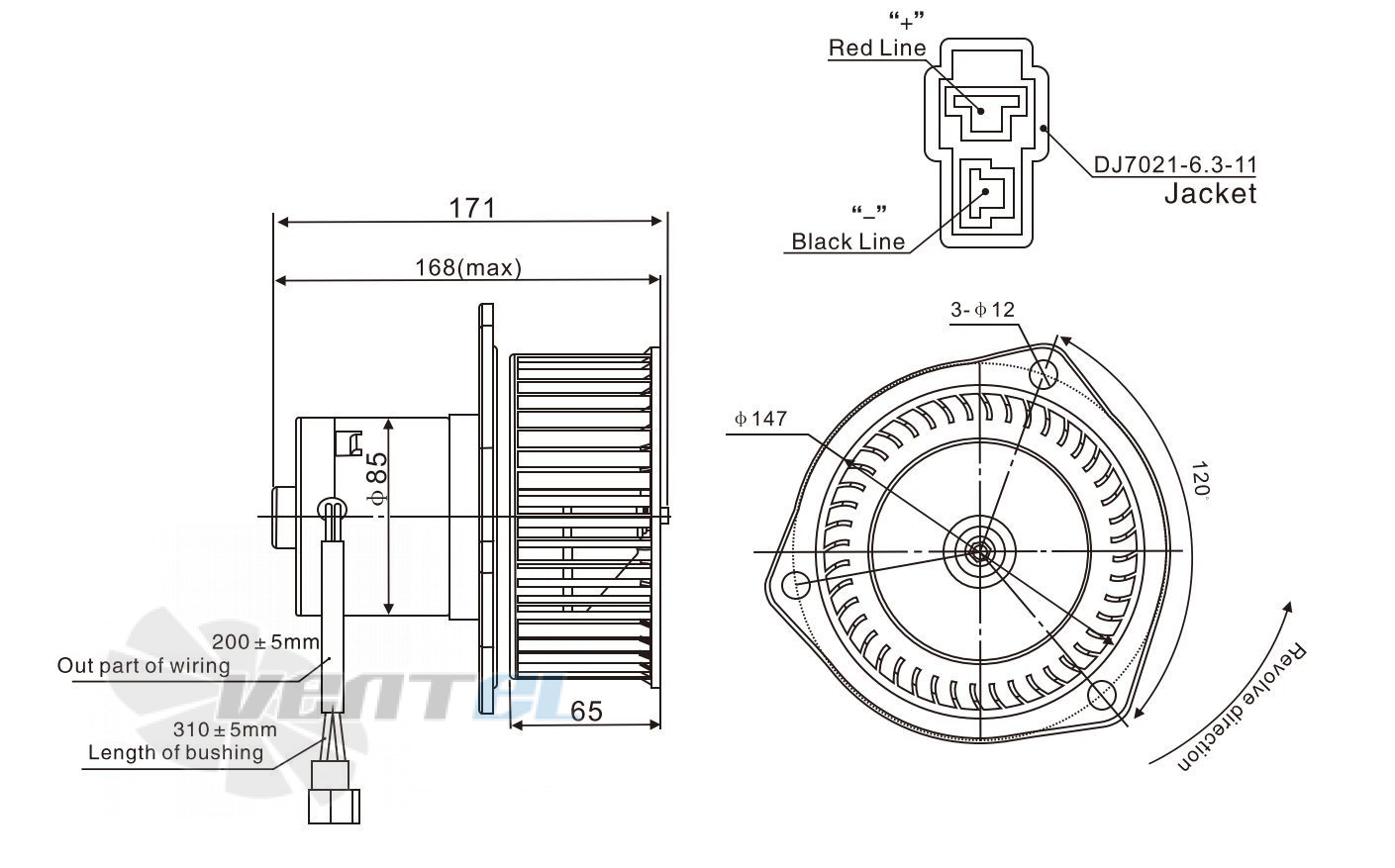 Чертеж и габаритные размеры Linrui ZHF243B