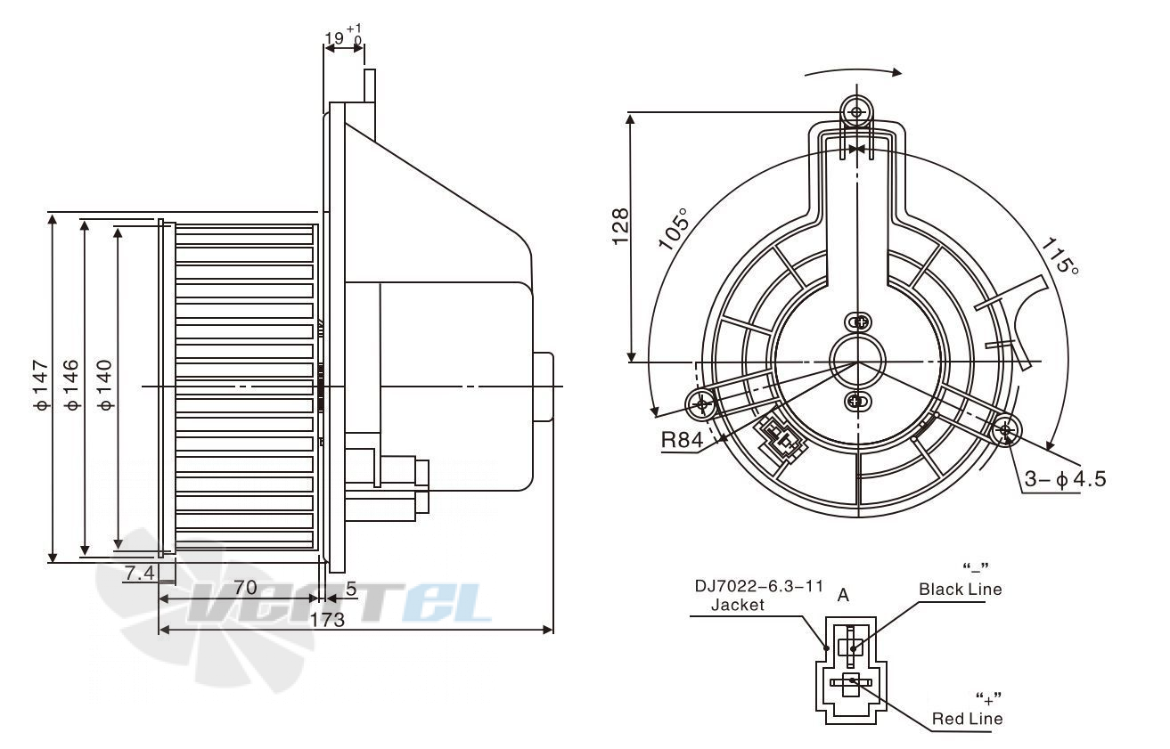 Чертеж и габаритные размеры Linrui ZHF2621