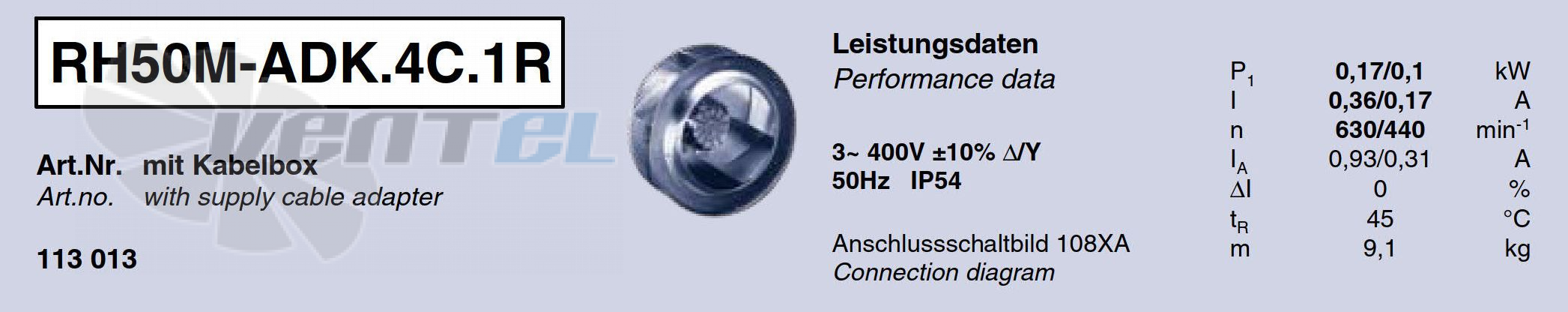 Характеристики Ziehl-abegg RH50M-ADK.4C.1R