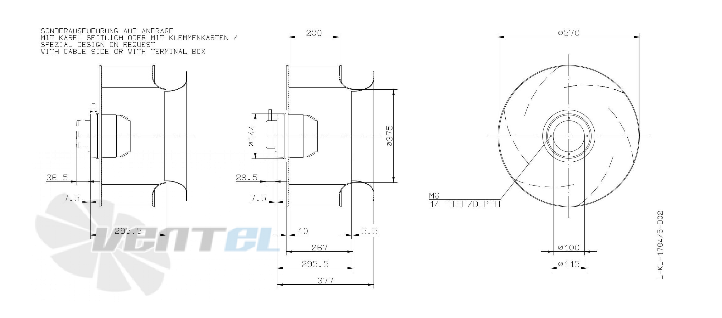 Габаритные и присоединительные размеры Ziehl-abegg RH56M-8DK.4F.1RR