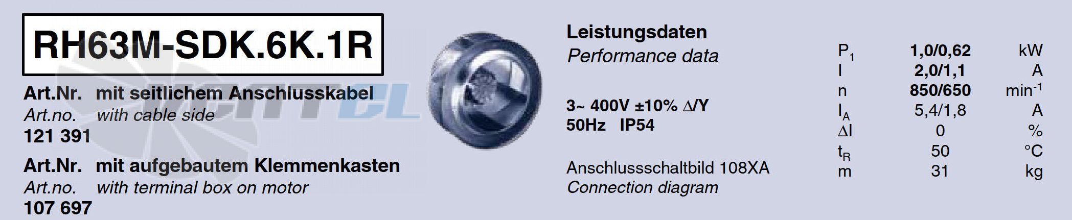 Характеристики Ziehl-abegg RH63M-SDK.6K.1R
