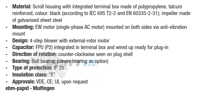 Описание Ebmpapst D2E146-HT67-02
