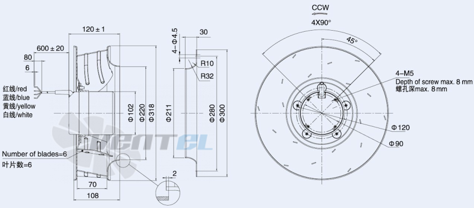 Присоединительные размеры Weiguang DC102-50C3G01-B310-70A1-01