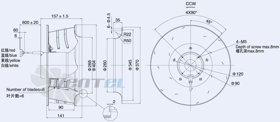 Присоединительные размеры Weiguang DC102-50C3G01-B400-90A1-01