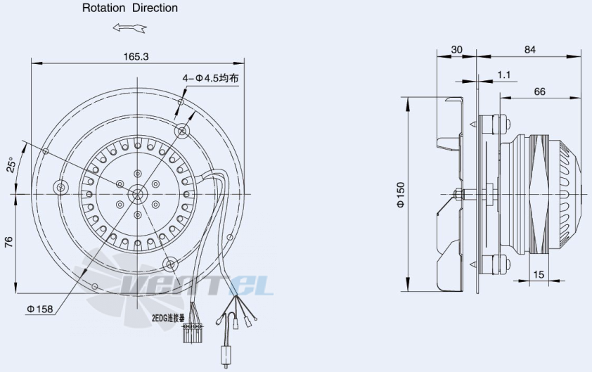 Присоединительные размеры Weiguang LXFB2E150-20-M92-15