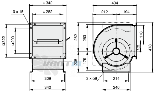 Габаритные размеры Rosenberg DRAE 225-4