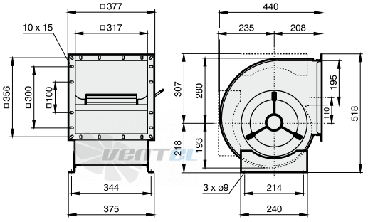 Габаритные размеры Rosenberg DRAE 250-4