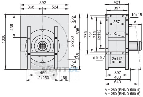 Габаритные размеры Rosenberg EHND 560-6