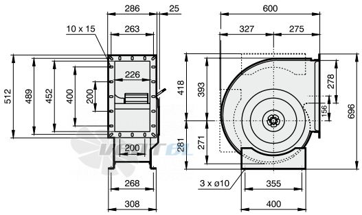 Габаритные размеры Rosenberg ERAD 355-6