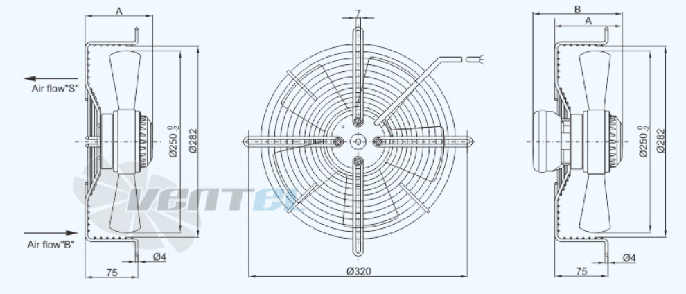 Габариты Sanmu YWF(K)2E250-Z
