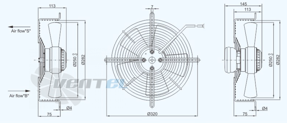 Габариты Sanmu YWF(K)2E250-ZX03